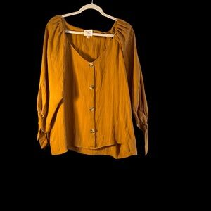 Mustard Button-Up Blouse